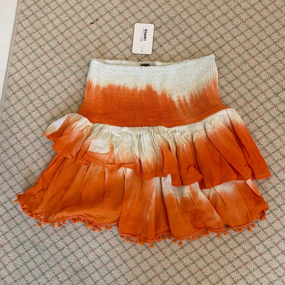 Bianchi Orange Tie dye skirt, S, NWT